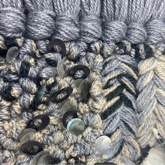 🆕 Anthropologie Milo Clutch Gray Fringe Embellished Sequin Bag New - Picture 4 of 7